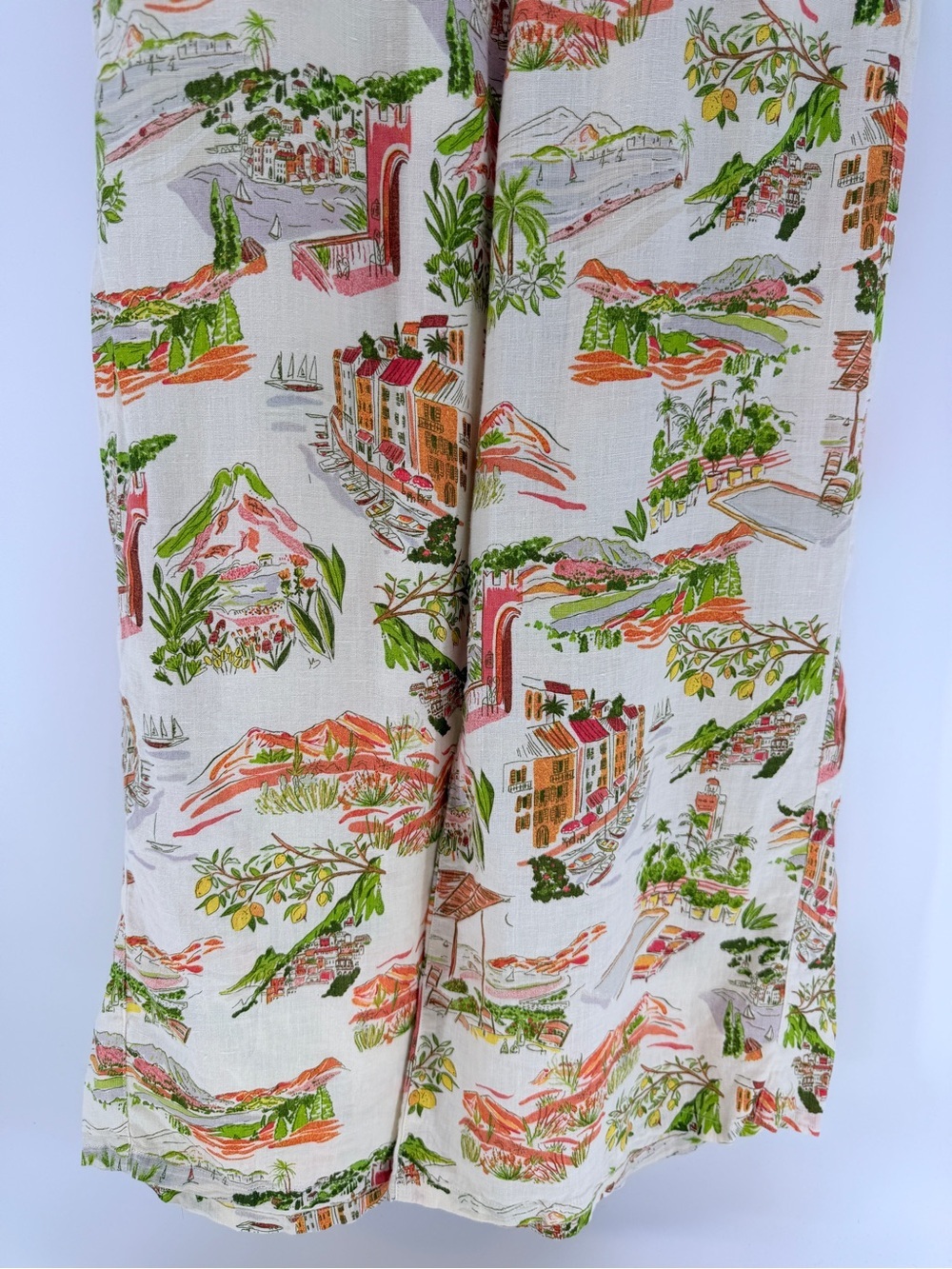 Cynthia Rowley Linen Scenic Pants M 🍋 Italian Summer Coastal - Picture 3 of 9